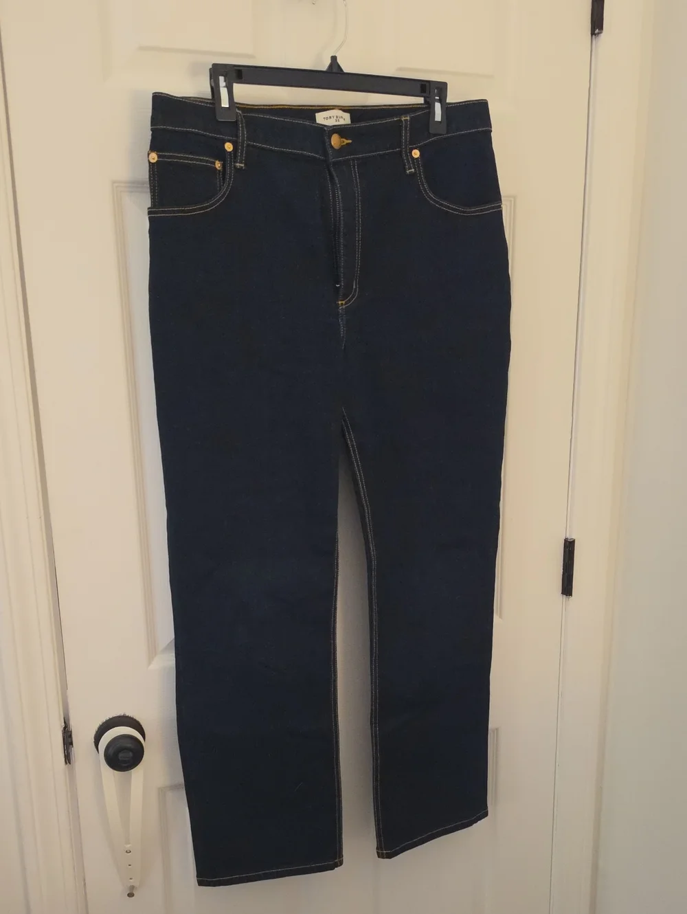 Tory Burch 32 High-Rise Dark Blue Women's Straightleg Jeans